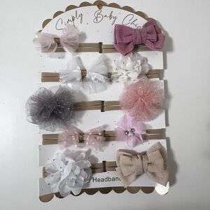 Danbar Simply Baby Chic Hair Bow Headbands Set of 10 NEW
